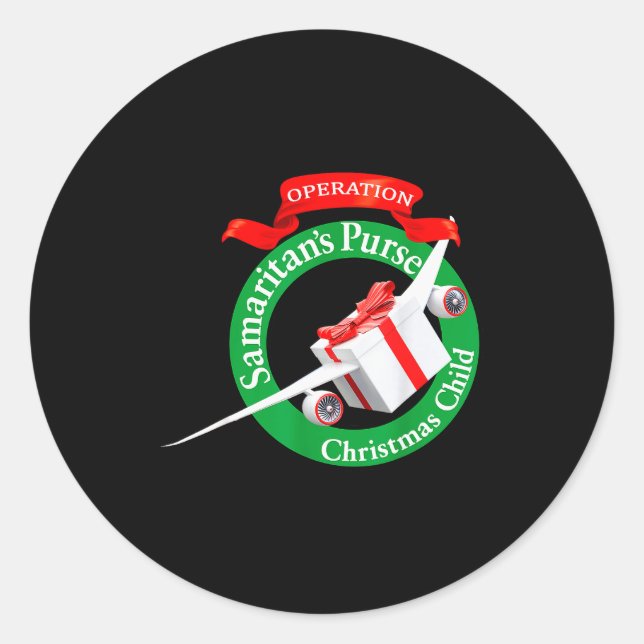 Samaritan's Purse Operation Christmas Child Funny  Classic Round Sticker (Front)