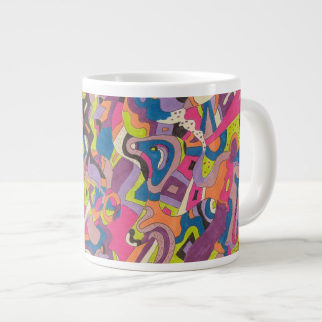 "Samba" Abstract Art Large Coffee Mug (Front Right)
