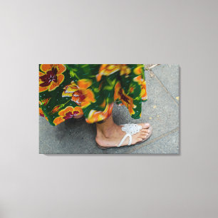 Samba de Roda Dancer in Traditional Floral Skirt a Canvas Print