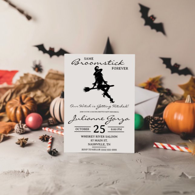 Same Broomstick Forever! Witch Themed Bachelorette Invitation (Creator Uploaded)