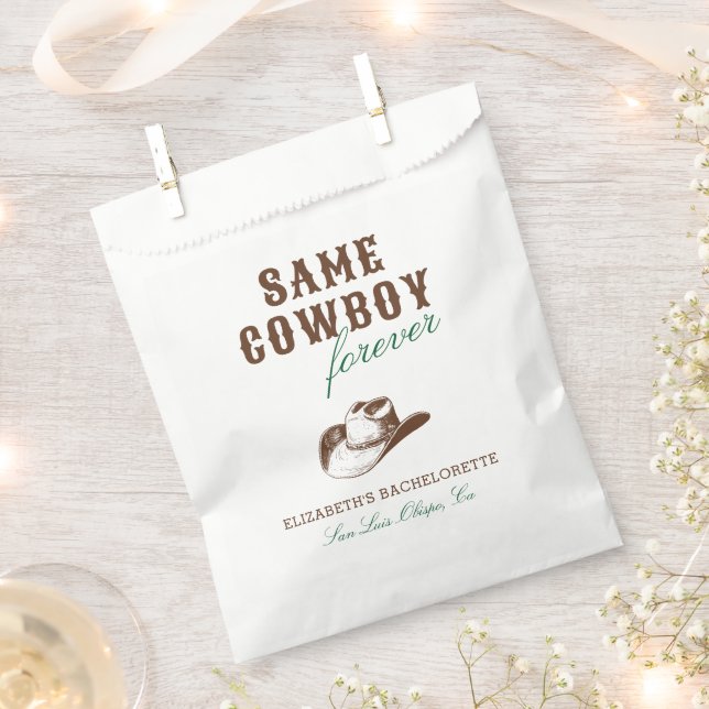 Same Cowboy Forever Bachelorette Weekend Favour Bag (Clipped)