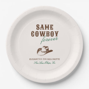 Same Cowboy Forever Bachelorette Weekend Paper Plate