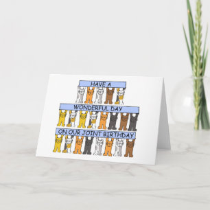 Same Day, Joint, Mutual Birthday, Cartoon Cats Card