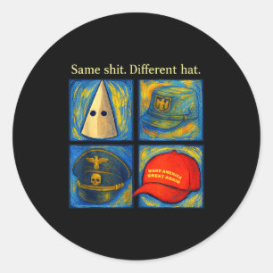 Same Different Hat Funny Van Gogh Litical Humor Jo Classic Round Sticker