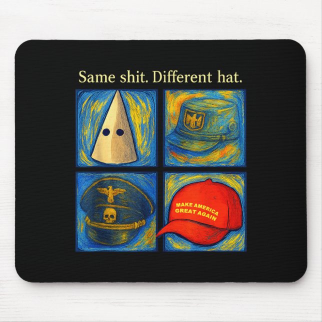 Same Different Hat Funny Van Gogh Litical Humor Jo Mouse Pad (Front)