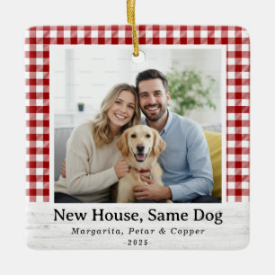 Same Dog, New House – Red Buffalo Check Photo Ceramic Ornament