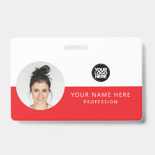 Same Front and Back Employee Photo, Logo, Name Badge