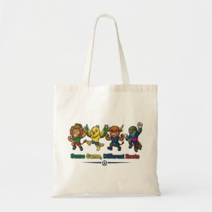 Same Game Different Roots Soccer Mascots World Tote Bag