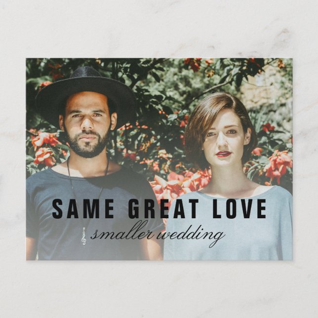 Same Great Love Smaller Wedding Photo Announcement (Front)