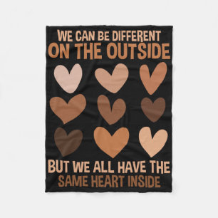 Same Heart Inside Diversity Love Unity Black Histo Fleece Blanket