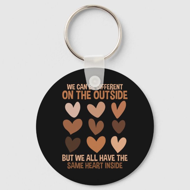 Same Heart Inside Diversity Love Unity Black Histo Keychain (Front)