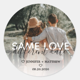 Same Love Different Date Wedding Classic Round Sticker