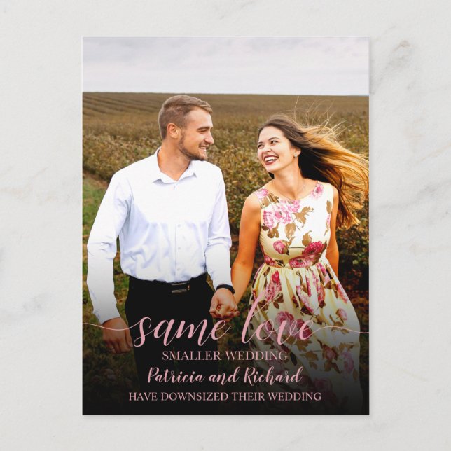 Same Love Downsize Wedding Announcement Photo Postcard (Front)