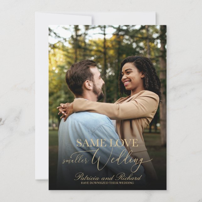 Same Love Downsize Wedding Simple Elegant Photo In Invitation (Front)