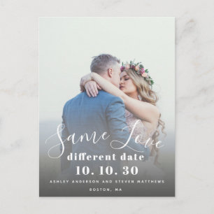 Same Love Hand Lettered Script Photo Save the Date Postcard