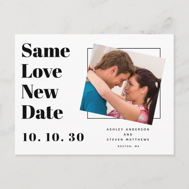 Same Love Modern Typography Photo Save the Date Po Postcard (Front)