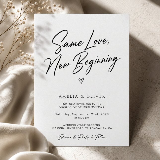 Same Love New Beginning Modern Remarriage Wedding Invitation (Creator Uploaded)