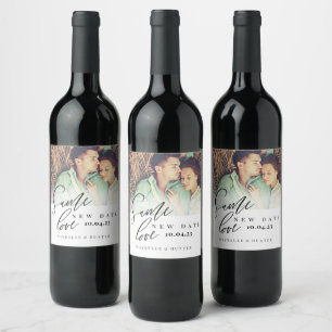 Same Love New Wedding Date Calligraphy & Photo Wine Label