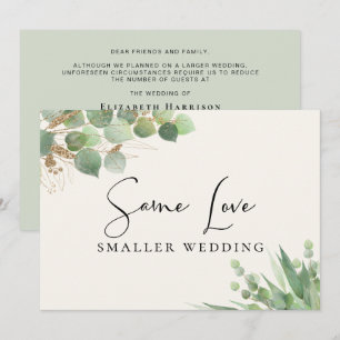 Same Love Smaller Wedding Eucalyptus Announcement