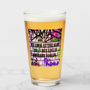 Same Moon Different Worlds Colourful Graffiti Glass