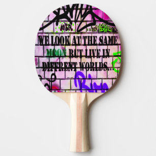 Same Moon Different Worlds Colourful Graffiti Ping Pong Paddle