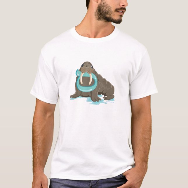 Samech the Walrus, Hebrew Aleph Bet (Alphabet) T-Shirt (Front)