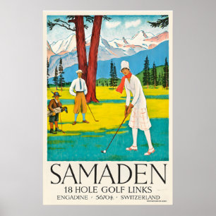 Samedan Switzerland Engadine Golf Club Vintage Poster