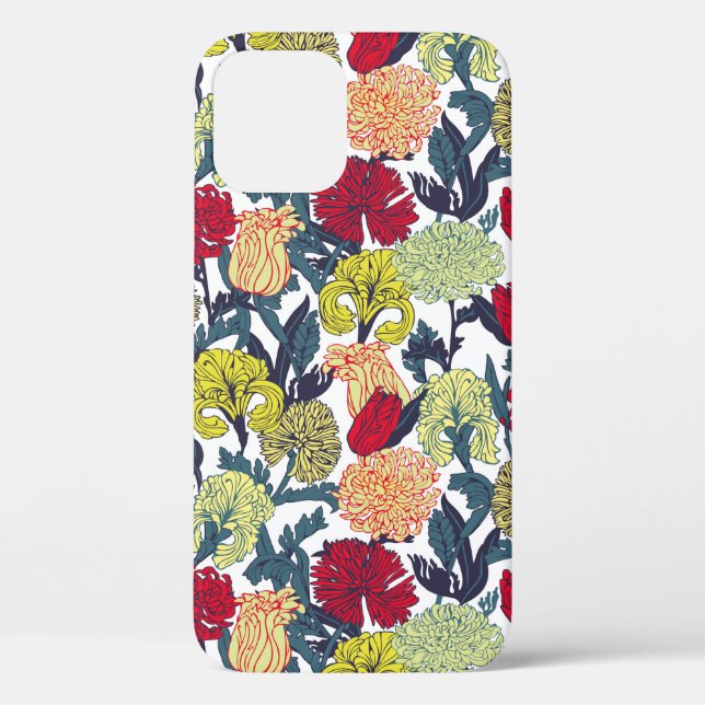 Sameless colourful flowers Pattern on white backgr Case-Mate iPhone Case (Back)