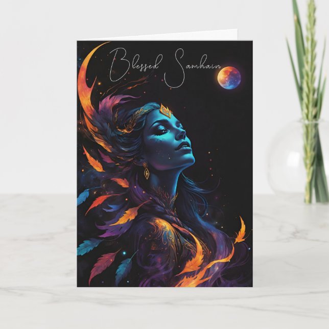 Samhain Pagan Witch Blessed Halloween Fall Night Card (Front)