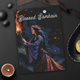 Samhain Pagan Witch Blessed Halloween Fall Night Card
