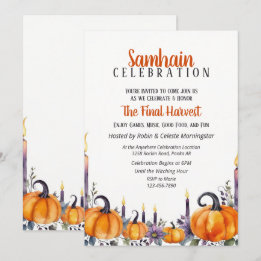 Samhain Party Fall Pumpkins & Candles Invitation