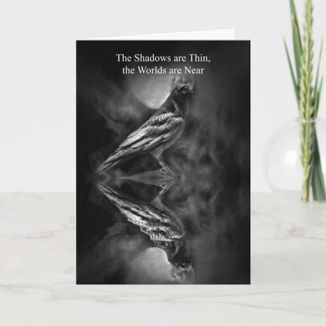 Samhain Raven Crow Blessings Poem  Card (Front)