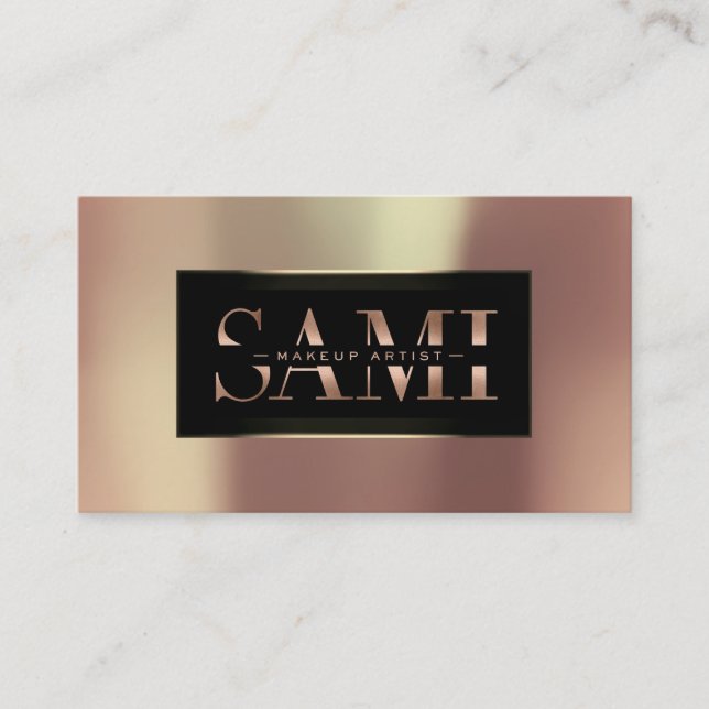 Sami Metallic Rose Gold Black Frame Vip Business Card (Front)