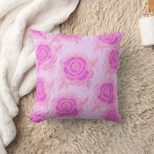 Sami 💜 Purple Baroque Floral Throw Pillow (Blanket)