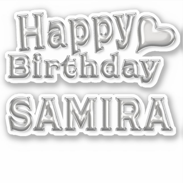 Samira Happy Birthday silver Aufkleber Sticker (Devant)