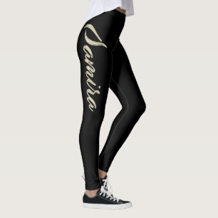 Samira white gold Handwriting trousers Leggings