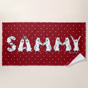 Sammy Spelled in Samoyed Dog Letters Beach Towel