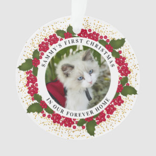 Sammy's First Forever Christmas Cat Photo Ornament