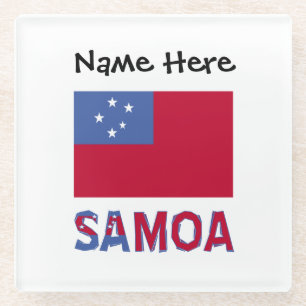 Samoa and Samoan Flag Personalized Glass Coaster
