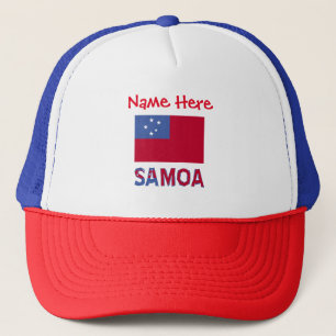 Samoa and Samoan Flag Red Personalization Trucker Hat