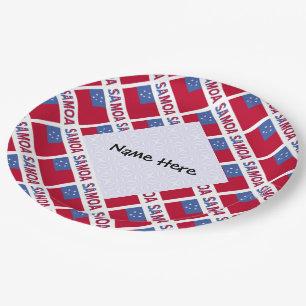 Samoa and Samoan Flag Tiled Personalized  Paper Plate