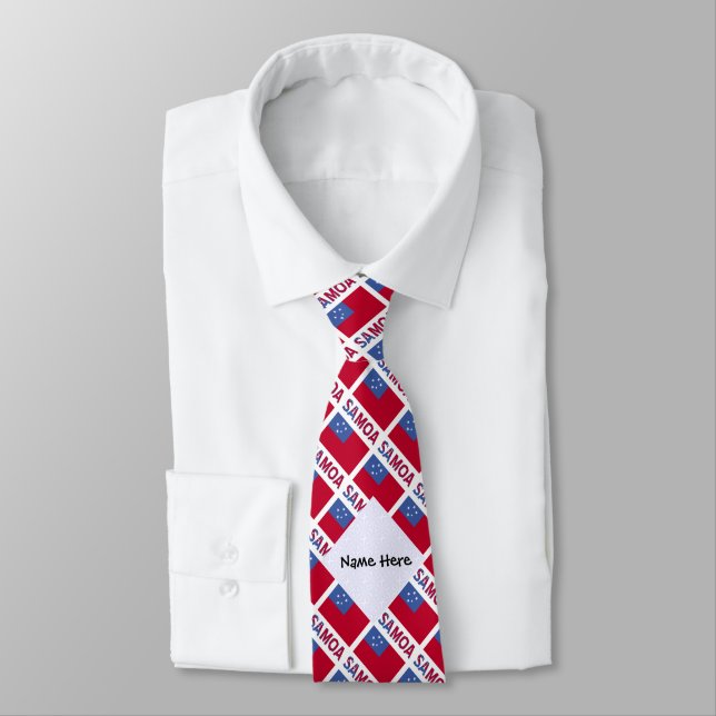 Samoa and Samoan Flag Tiled with Your Name Tie (Tied)