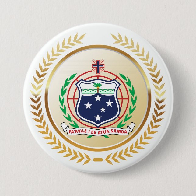 Samoa Coat of Arms 3 Inch Round Button (Front)