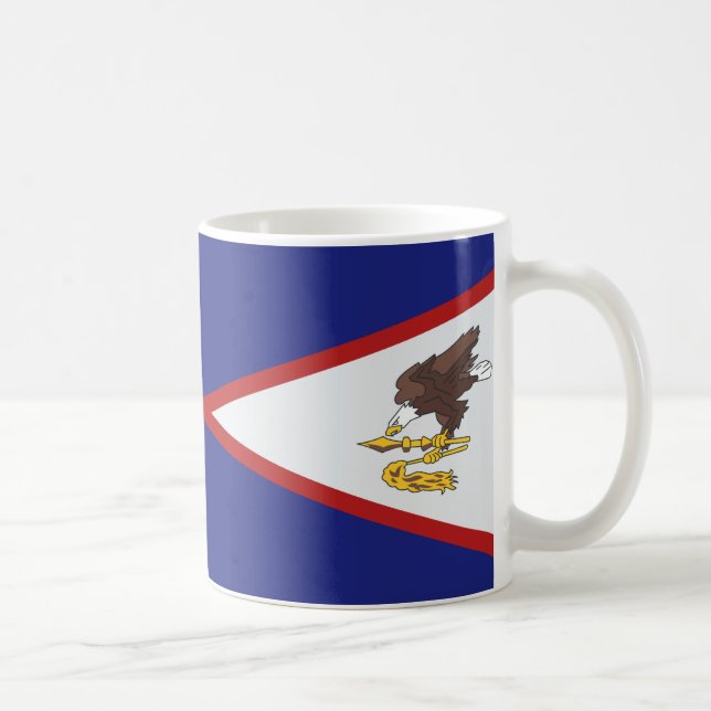 Samoa Flag and American Flag Ceramic Coffee Mug  (Right)