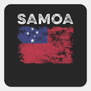 Samoa Flag Distressed - Samoan Flag Square Sticker