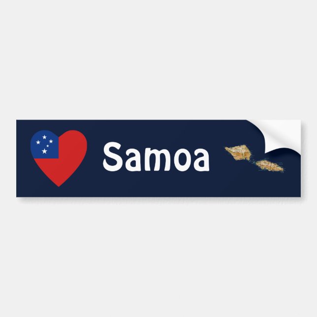 Samoa Flag Heart + Map Bumper Sticker (Front)