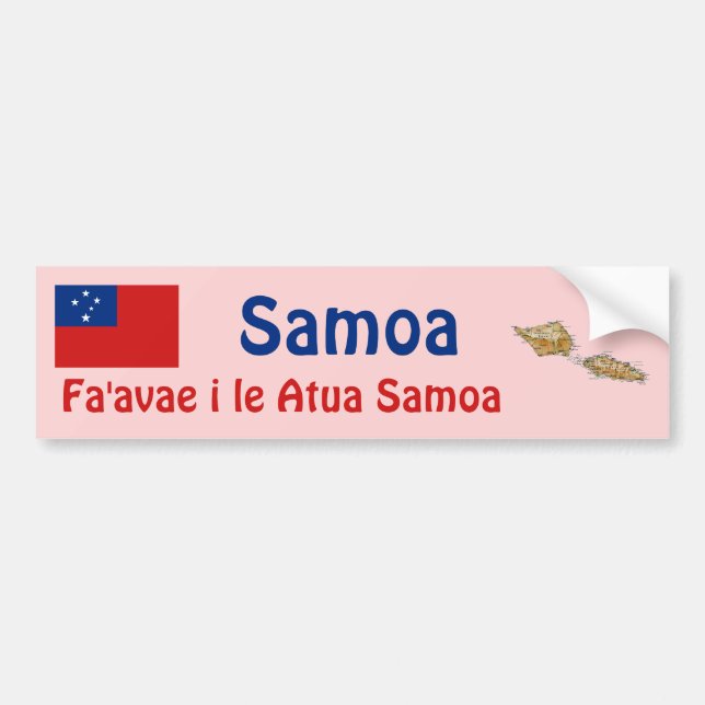 Samoa Flag + Map Bumper Sticker (Front)