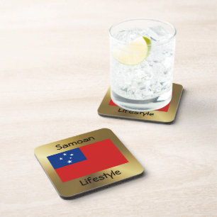 Samoa Flag+Text Coaster