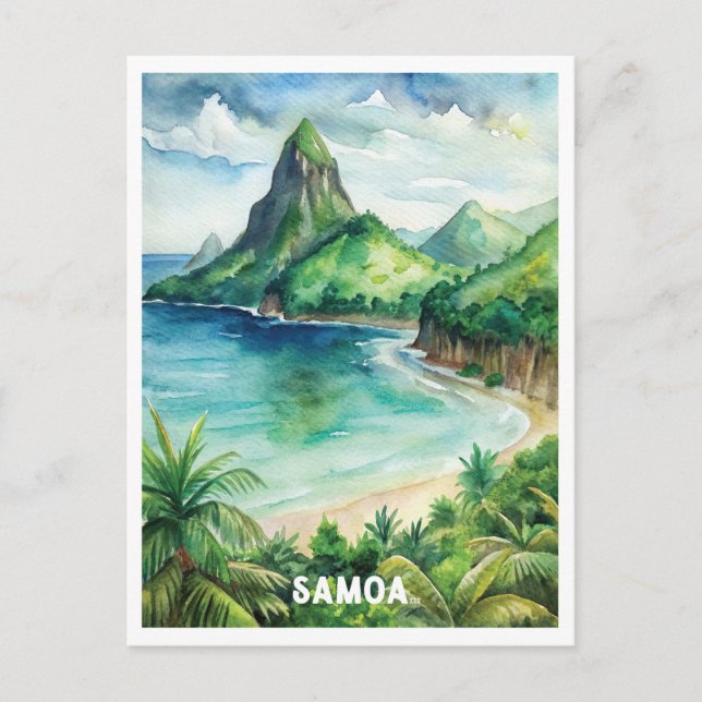 Samoa National Park Watercolor Painting Postcard (Front)