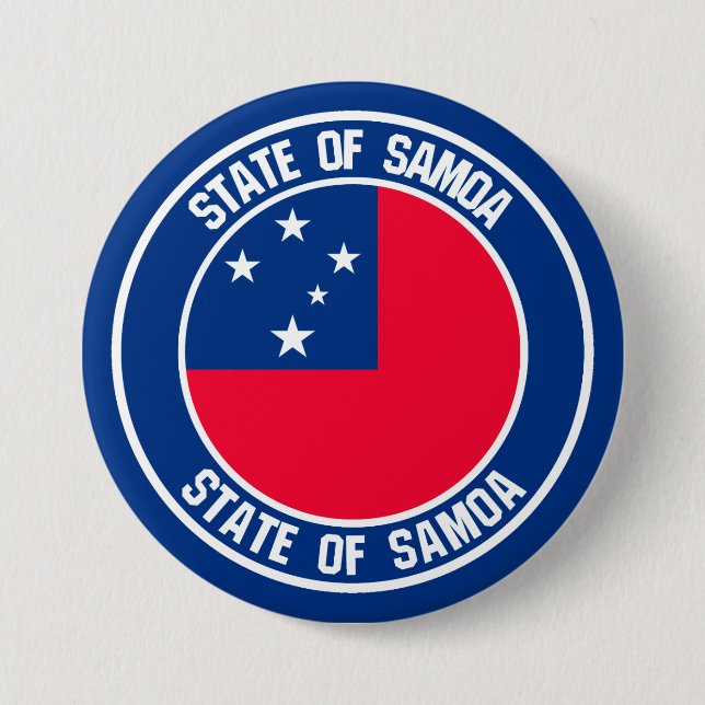 Samoa Round Emblem 3 Inch Round Button (Front)